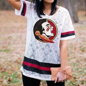 NWT Gameday Couture FSU Seminoles* Lace Top Size L